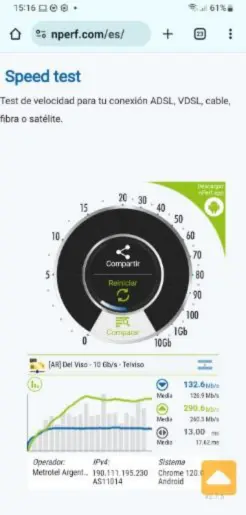Test conectividad WiFi 5GHz 132 Mbps Access Point TP-Link hotel